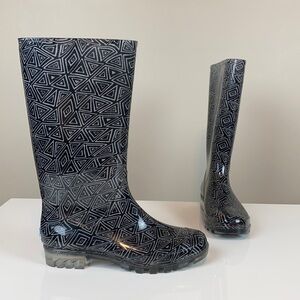 Toms Black Sparkly Winter Rain Boots